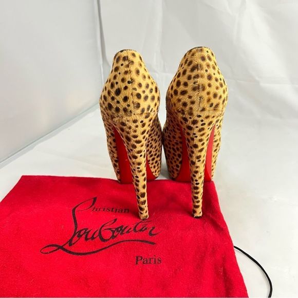 CHRISTIAN LOUBOUTIN Daffodil 160 brown pony jungle cheetah print platform - Picture 11 of 15